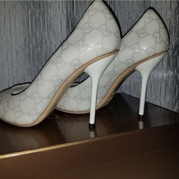 Gucci Guccissima GG Logo Pink Peep Toe Pumps Heels  authentic - Picture 15 of 16